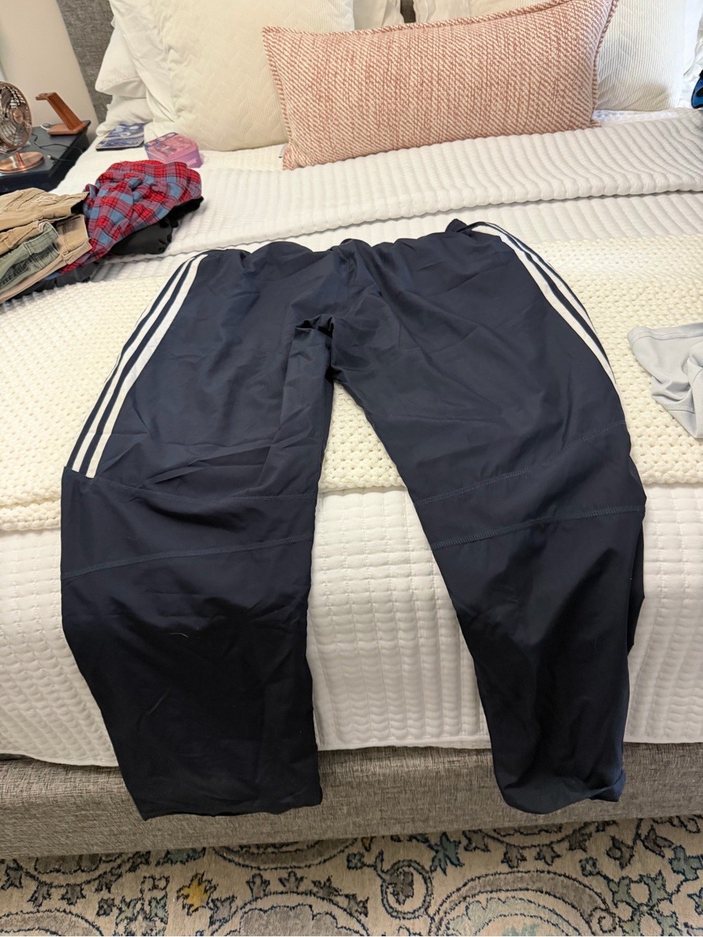 Men's Black Track Pants with White Stripes